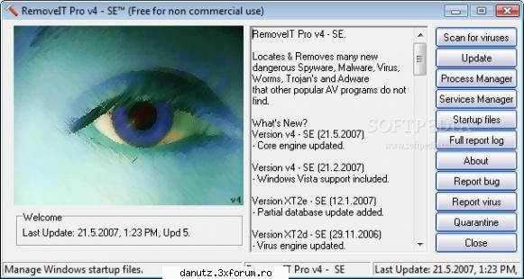 dentifica si elimina fisiere infectate de diferiti virusi, troiani, viermi, programe spyware si